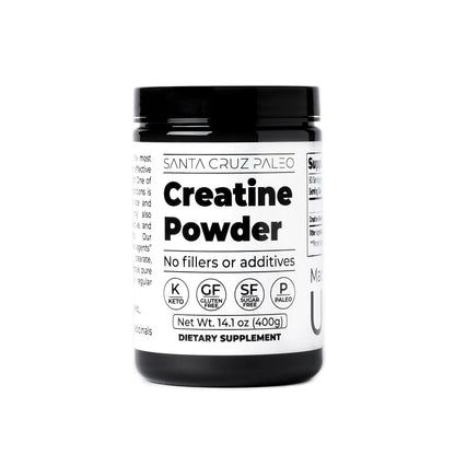 Santa Cruz Paleo, Creatine Monohydrate Powder Micronized, Unflavored Pre Workout and Muscle Support Supplement, Gluten Free Keto, Mix with Water or Shakes Santa Cruz Paleo