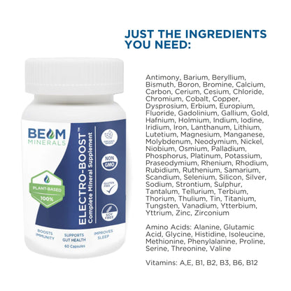 Beam Minerals Complete Multi-Mineral Capsules | Electro-Boost Plant-Based Electrolytes and Micronutrients for Men and Women | Help to Boost Immunity, Support Gut Health BEAM MINERALS