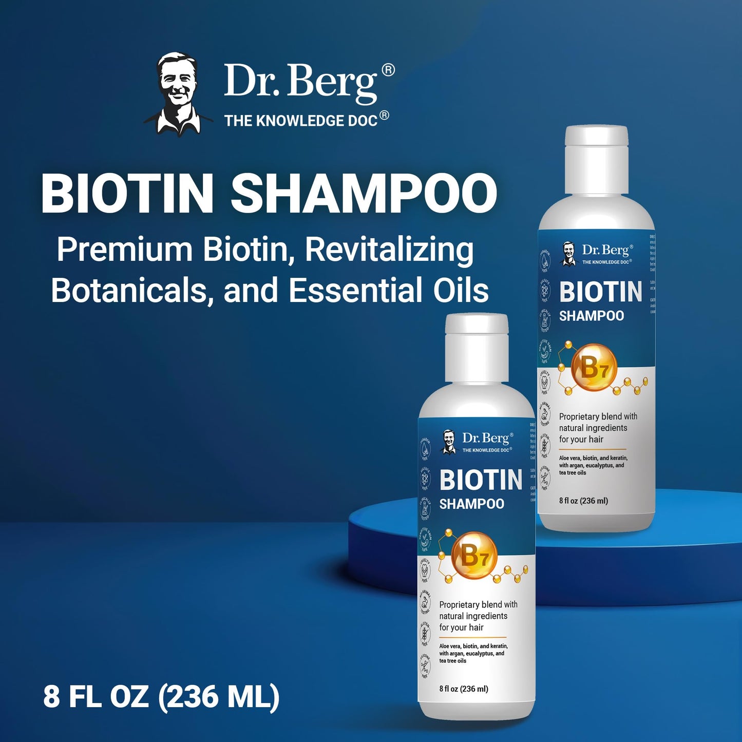 Dr. Berg Biotin Shampoo for Men & Women (Improved High-Performance Formula) - Independently Tested & Certified Paraben- Sulfate- & Silicone-Free - Infused w/Biotin, Argan Oil & Botanicals - 8 Fl oz Dr. Berg Nutritionals