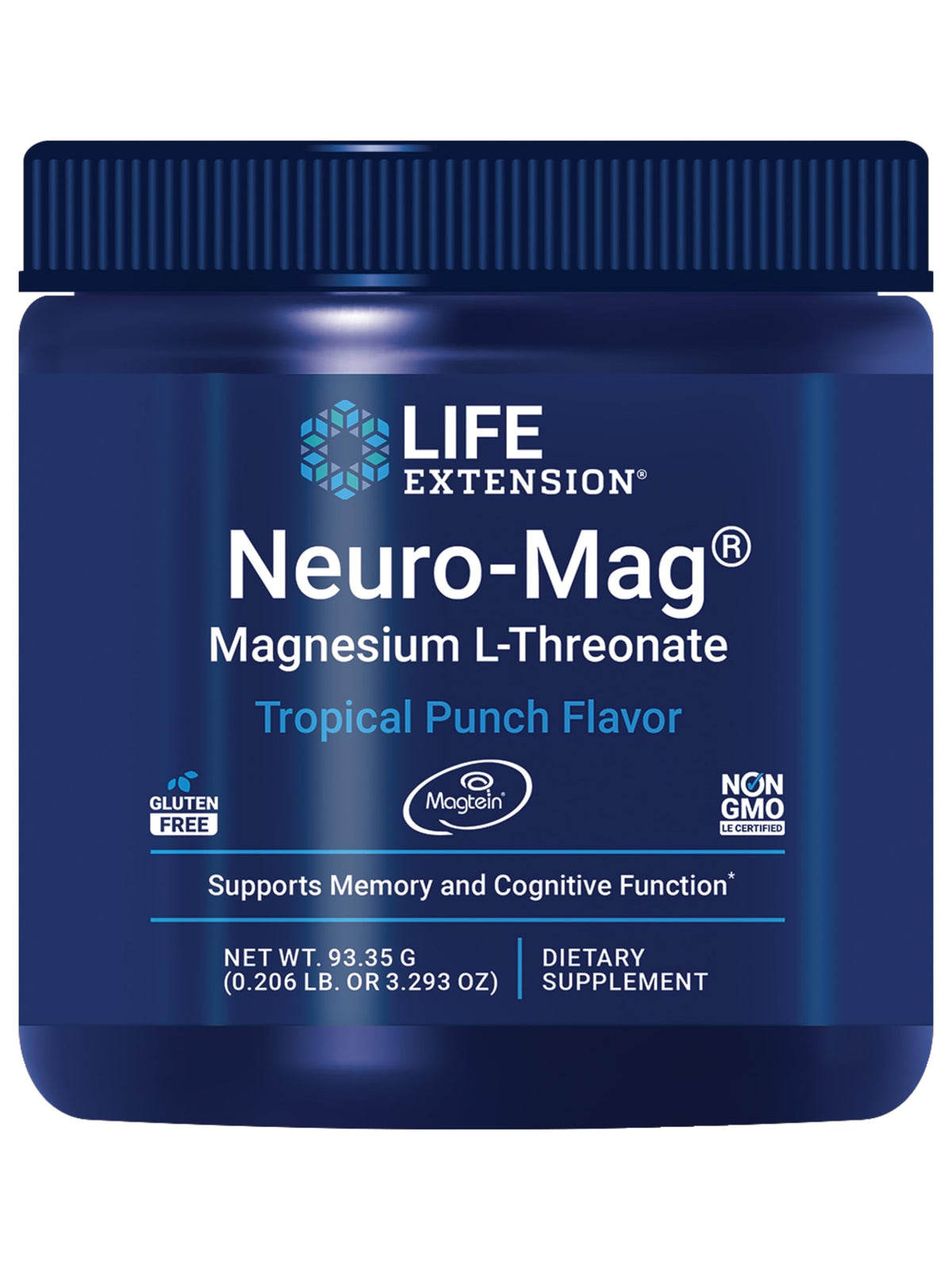Life Extension Neuro-Mag Magnesium L-Threonate Powder (Tropical Punch) - Ultra-Absorbable Magnesium - Supports Memory, Focus, Cognitive Function & Mood - Life Extension