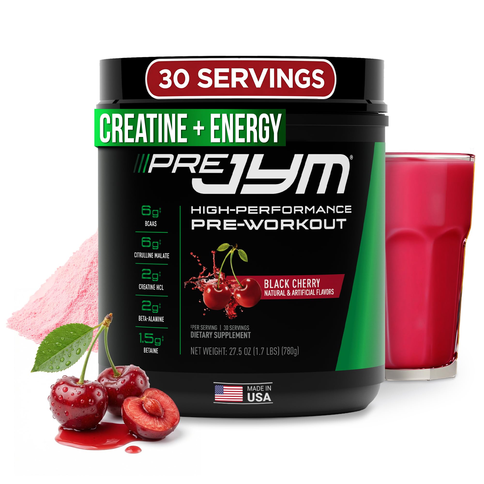 JYM Supplement Science Pre JYM Black Cherry Pre Workout Powder for Men & Women, BCAAs, Nootropics, Creatine HCI, Citrulline, Beta-Alanine, Betaine, Taurine, Huperzine, 30 Servings JYM Supplement Science buy australia supplements