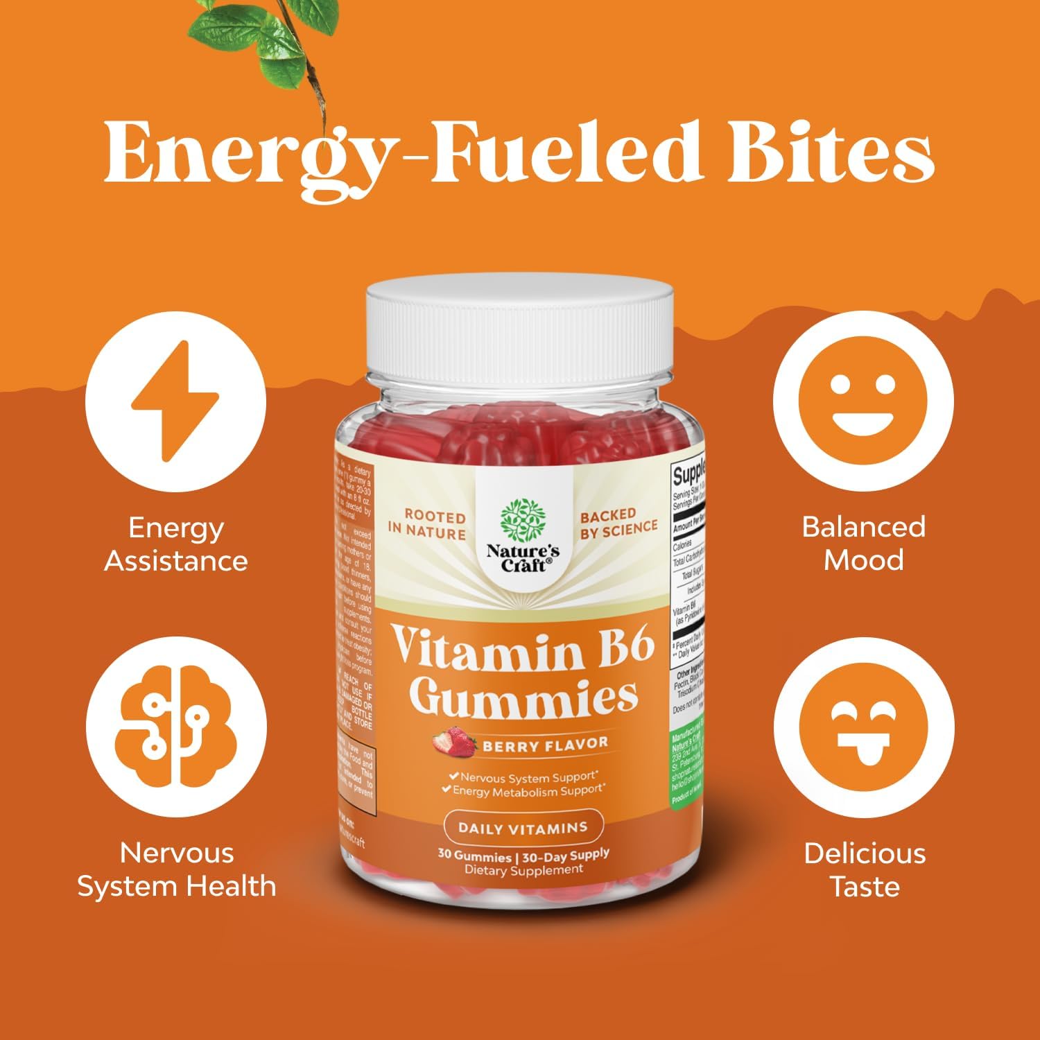 Potent Vitamin B6 Gummies for Adults - Potent Vitamin B Complex Supplements for Men & Women for Nervous System Support Mood & Immune System - Vegan Pyridoxine Chews for Energy & Metabolism - 30 Count Gsupps Australia