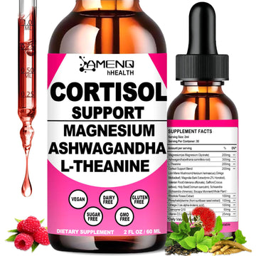 Cortisol Supplement Liquid Drops, 17-in-1 Cortisol Reducer w. Ksm-66 Ashwagandha Theanine Rhodiola Rosea Magnesium Phosphatidylserine, Hormone Balanced & Lower Cortisol for Women Calm* Relaxation AMENQ hHEALTH buy australia supplements
