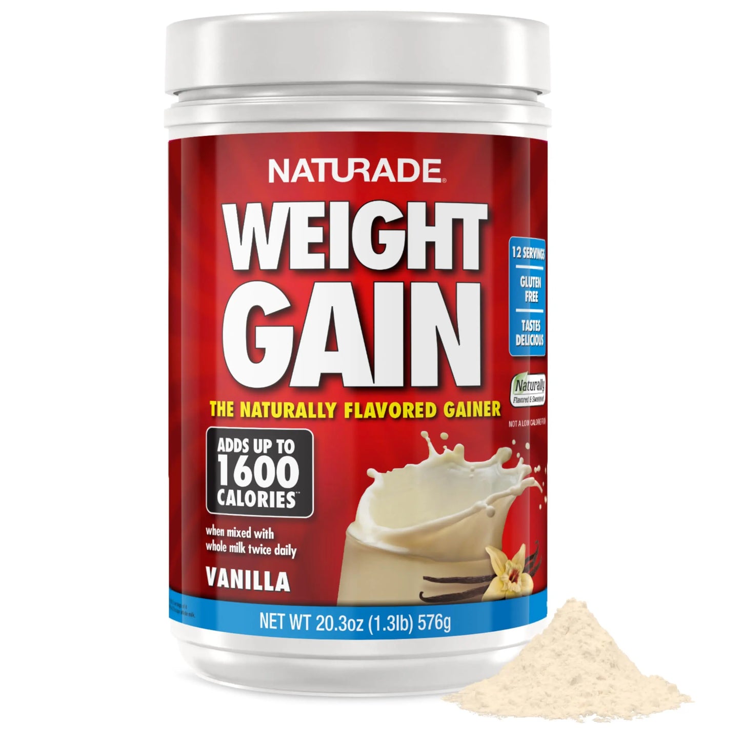 Naturade Weight Gain Nutrition Drink Mix for Healthy Weight Support, Balanced Calories with Protein, Vitamins & Minerals, Vanilla - 20.3 oz Naturade