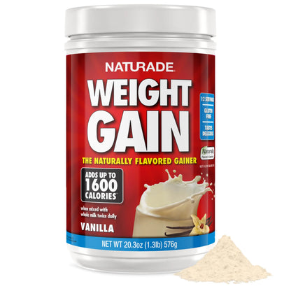 Naturade Weight Gain Nutrition Drink Mix for Healthy Weight Support, Balanced Calories with Protein, Vitamins & Minerals, Vanilla - 20.3 oz Naturade