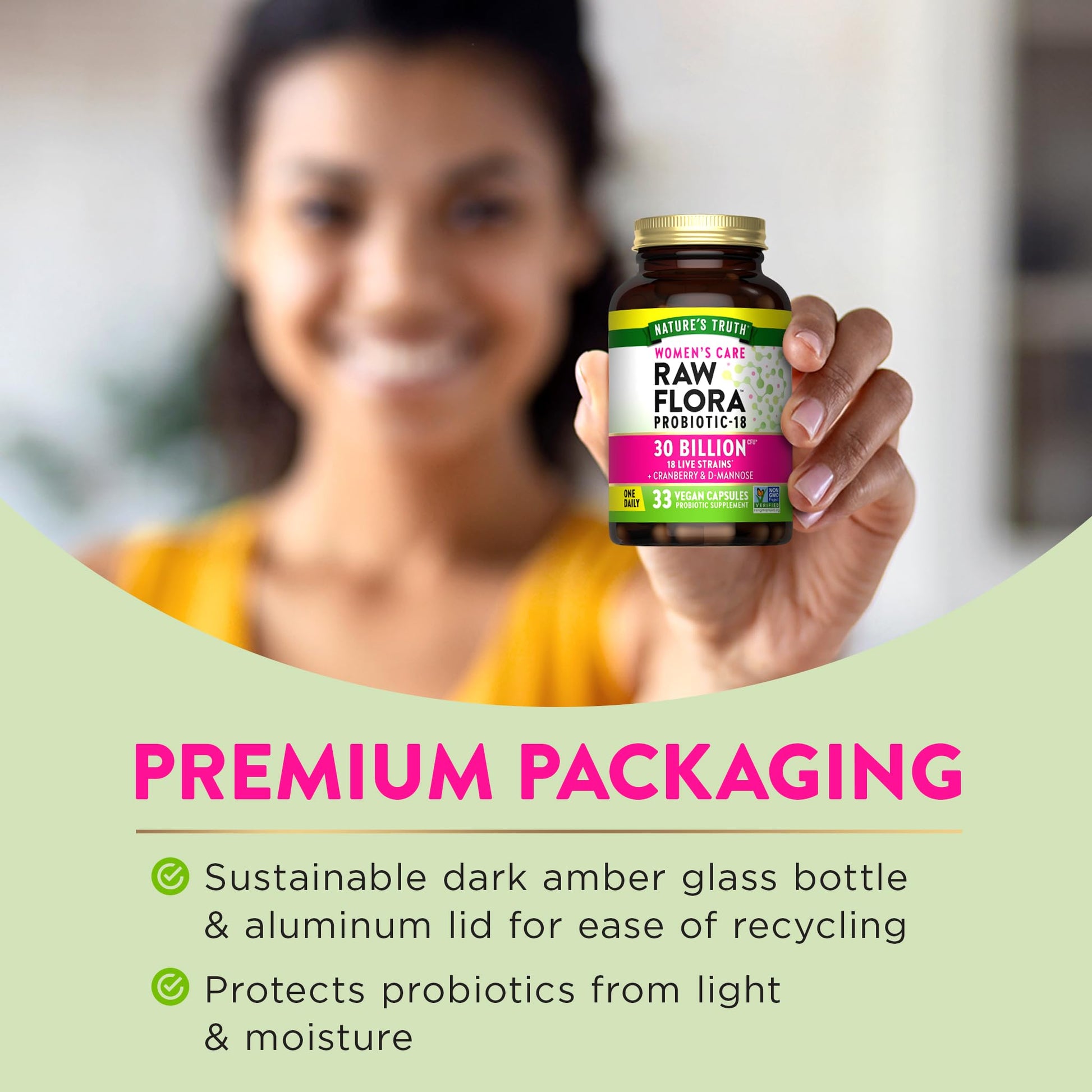 Raw Flora Probiotics for Women | 30 Billion CFU | 33 Capsules | with Cranberry and D-Mannose | Vegan, Non-GMO & Gluten Free Supplement Nature's Truth buy australia supplements