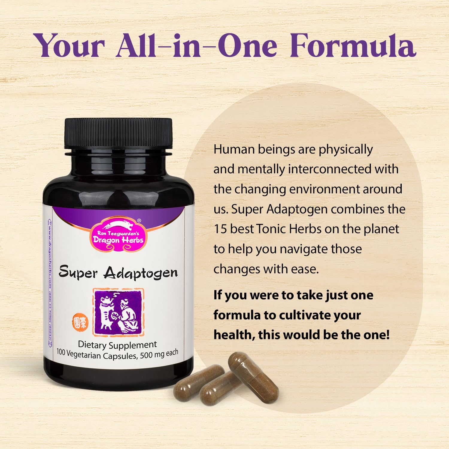 Dragon Herbs Super Adaptogen | All Natural Supplement to Support Well-Being, Mood, Immune Function, Strong Adaptive Response | All Natural Ingredients, Non-GMO (100 Capsules, 500 mg Per Capsule)” Dragon Herbs buy australia supplements