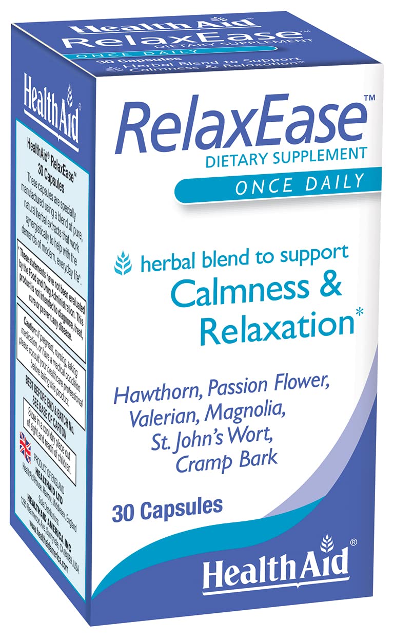 RelaxEase, Herbal Blend to Support Harmony and Tranquility, Once Daily, 30 ct, Helps Promote Health and Relaxation HealthAid buy australia supplements