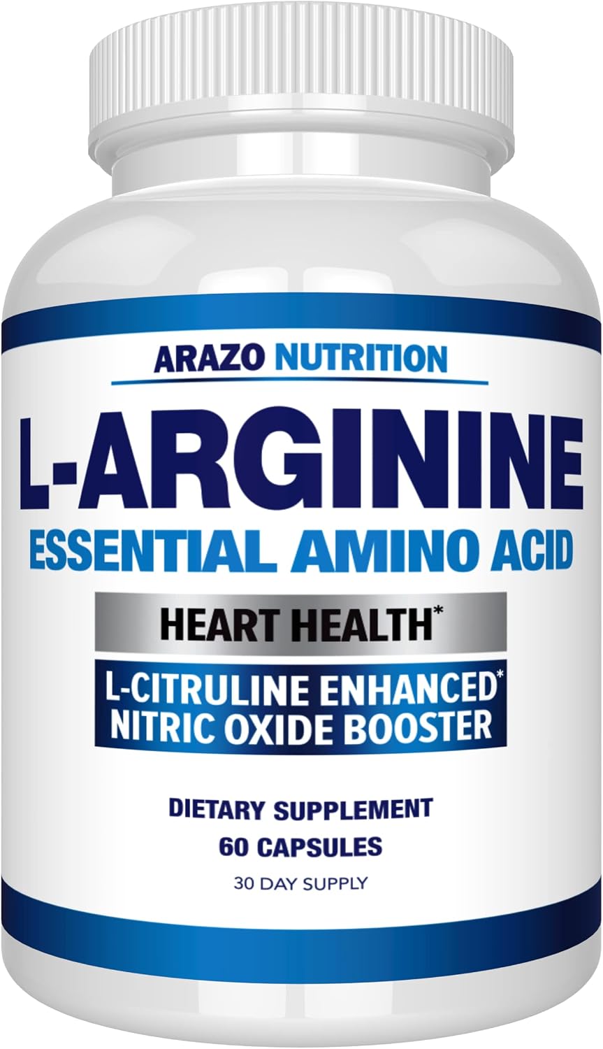 Arazo Nutrition Premium L Arginine - 1340mg Nitric Oxide Booster with L-Citrulline & Essential Amino Acids for Muscle Gain and Energy - Powerful NO Booster to Train Longer & Harder – 60 Capsules Gsupps Australia