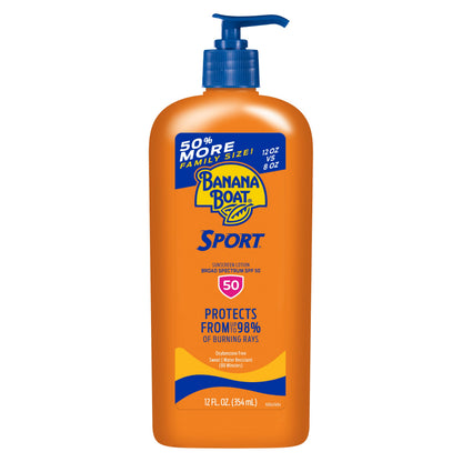 Banana Boat Sport SPF 50 Sunscreen Lotion, Family Size, 12 Fl Oz Banana Boat