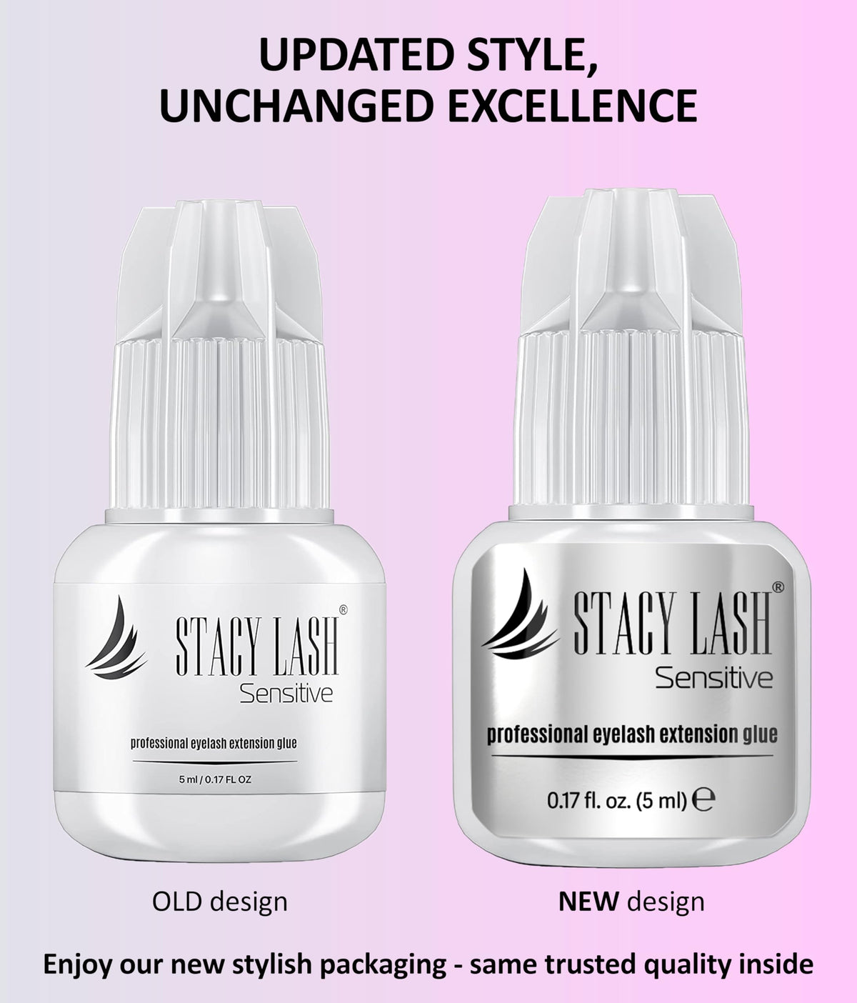 STACY LASH Sensitive Eyelash Extension Glue 0.17fl.oz/5ml / 5-6 Sec Drying time/Retention – 4-5 Weeks/Black Adhesive/Lash Tech Supplies STACY LASH