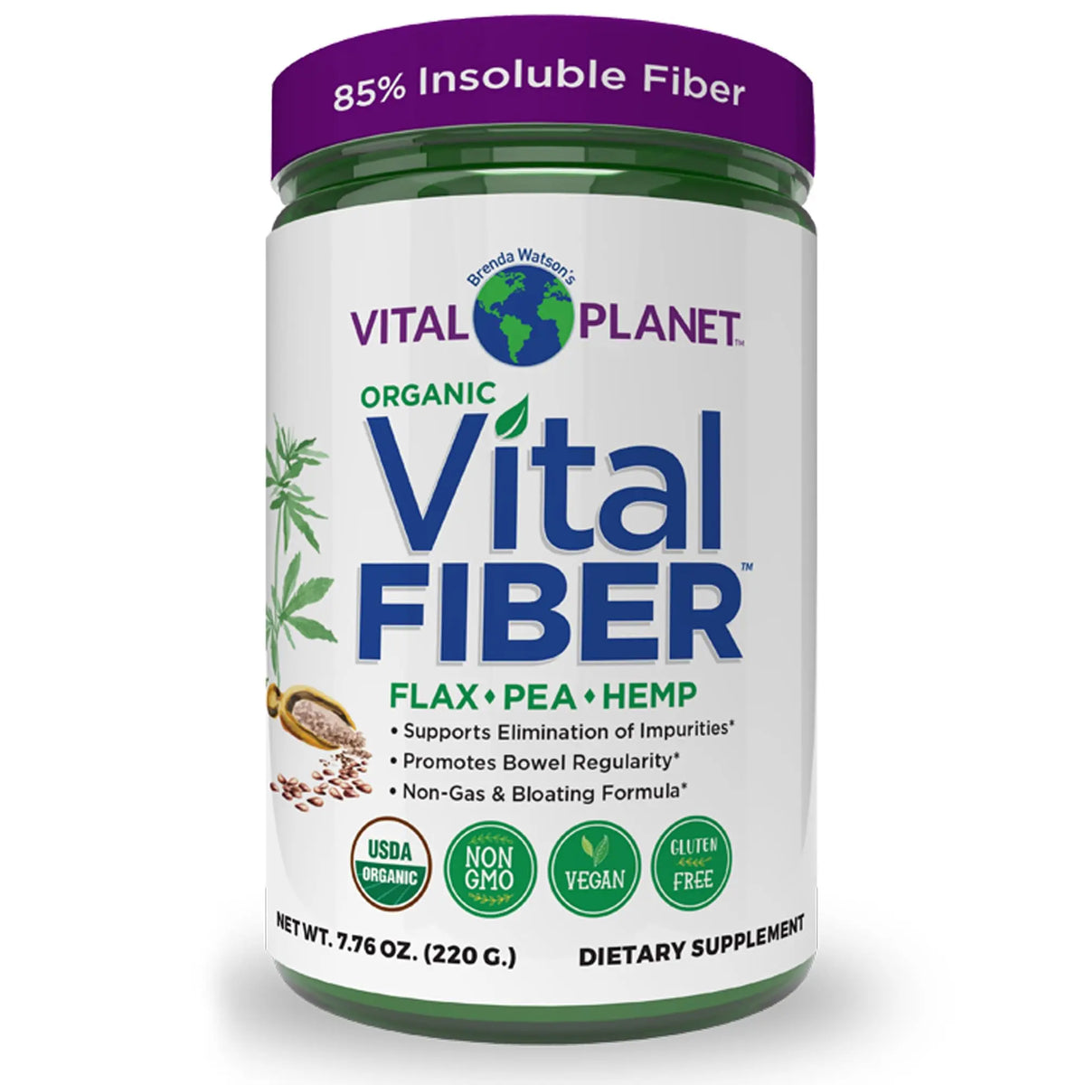 Vital Planet - Vital Fiber Powder, Soluble and Insoluble Fiber Supplement with Flax, Pea and Hemp, Organic Daily Dietary Supplement Supports Vital Planet