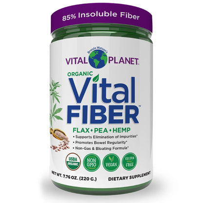 Vital Planet - Vital Fiber Powder, Soluble and Insoluble Fiber Supplement with Flax, Pea and Hemp, Organic Daily Dietary Supplement Supports Vital Planet
