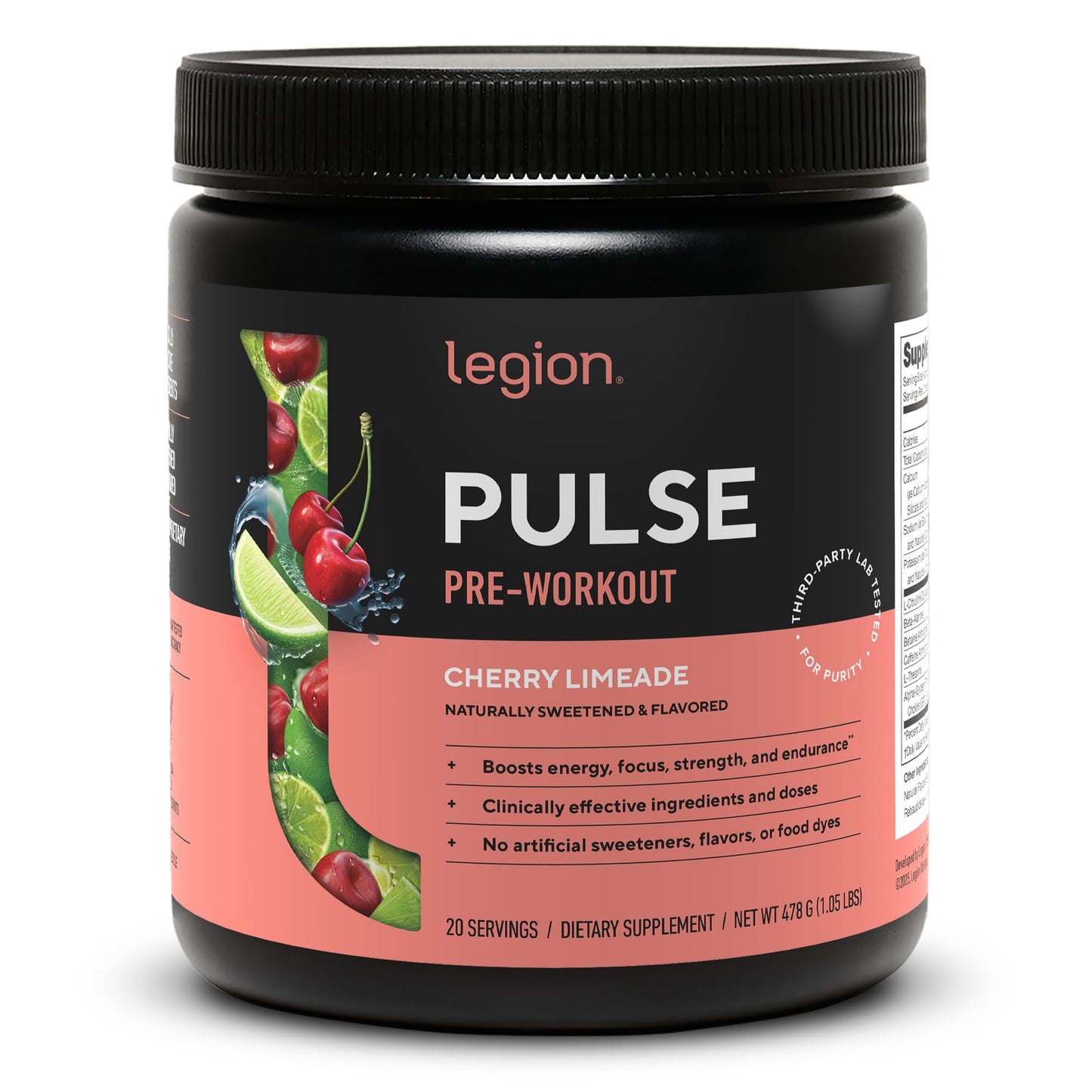 LEGION Pulse Pre Workout Supplement - All Natural Nitric Oxide Preworkout Drink to Boost Energy, Creatine Free, Naturally Sweetened, Beta Alanine, Citrulline, Alpha GPC (Fruit Punch)