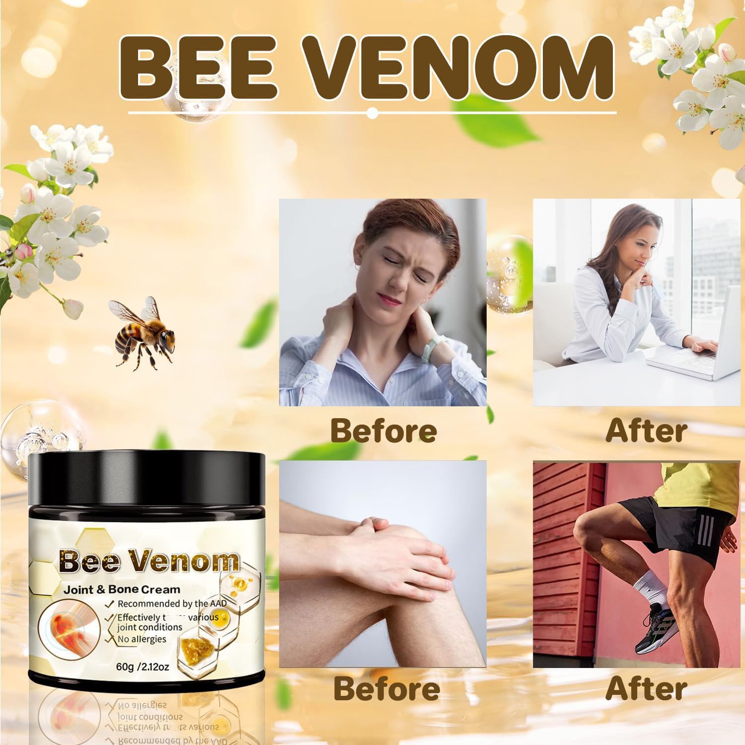 ArthroEase Bee Venom Arthritis Cream, Joint & Muscle Soothing Bee Venom Cream, Professional Bee Venom Joint Cream, Bee Venom Joint Gel - Specially for for Back, Neck, Hands, Knee (2 Bottle) Lmoy buy australia supplements