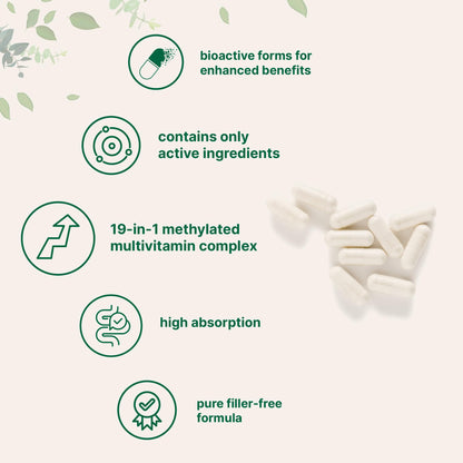 Micro Ingredients Pure Methylated Multivitamin, 240 Capsules | 19-in-1 Formula with Vitamins C, D, B12, Folate, Magnesium Micro Ingredients