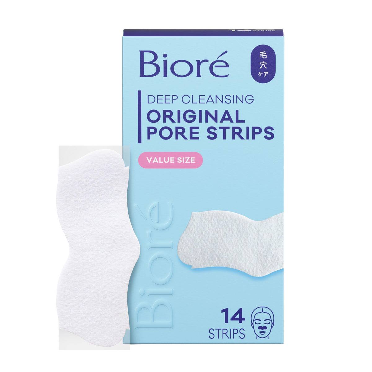 Bioré Original Blackhead Remover Strips, Deep Cleansing Nose Strips With Instant Pore Unclogging, Features C-Bond Technology, Oil-Free, Non-Comedogenic Use, 14 Count Bioré