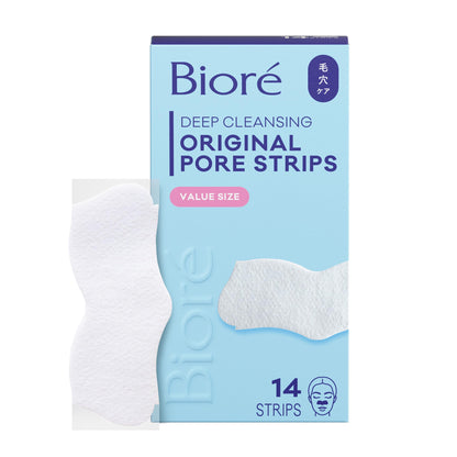 Bioré Original Blackhead Remover Strips, Deep Cleansing Nose Strips With Instant Pore Unclogging, Features C-Bond Technology, Oil-Free, Non-Comedogenic Use, 14 Count Bioré