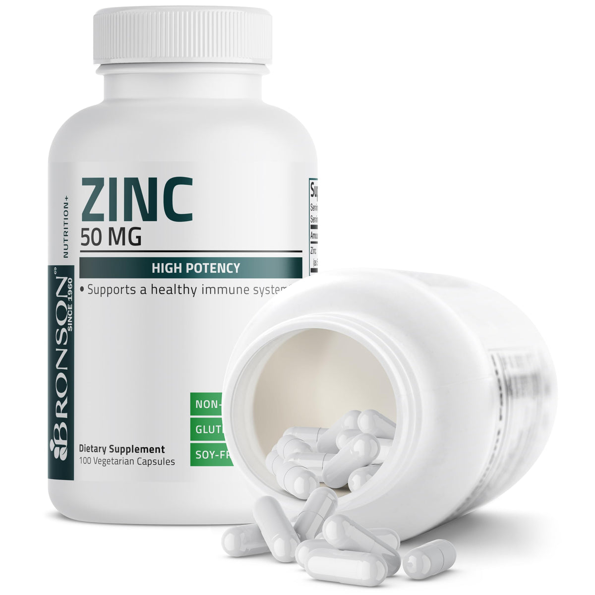 Bronson Zinc 50mg Complex High Potency Immune Support Supplement & Antioxidant and Skin Health Bronson