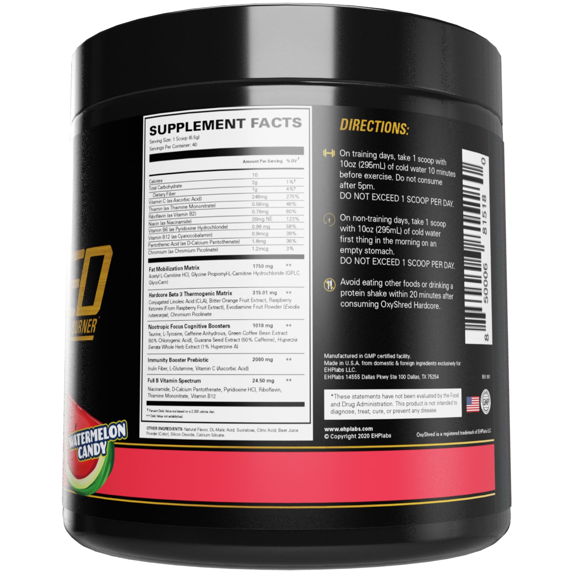 EHP Labs OxyShred Hardcore Super Dosed Pre Workout Powder - Preworkout Powder with L Glutamine & Acetyl L Carnitine, Energy Boost Drink - 275mg of Caffeine EHP Labs buy australia supplements