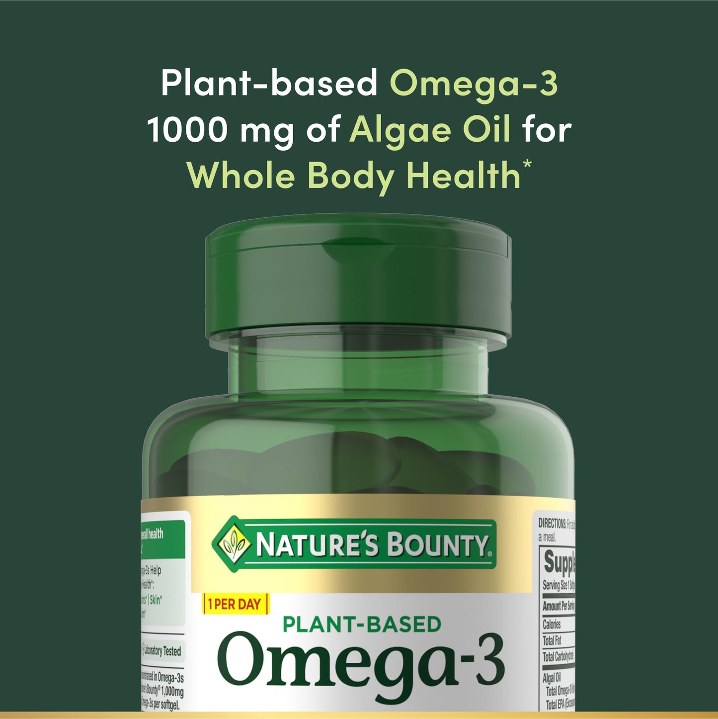 Nature's Bounty Omega 3, Plant-Based Omega 3 Fatty Acid Supplement, 520mg, Supports Whole Body Health Including Heart, Skin, Joint Nature's Bounty