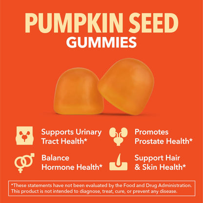 Pumpkin Seed Oil Gummies for Bladder and Urinary Tract Support, 30 Servings | 200mg Pumpkin Seed Extract Per Serving, Vegan, Non-GMO, Gluten-Free, Sugar Free Pumpkin Seed Gummies, Orange Flavor Gsupps Australia