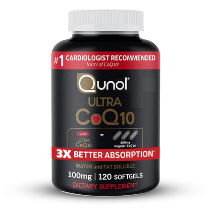 Qunol Ultra CoQ10 100mg, 3x Better Absorption, Patented Water and Fat Soluble Natural Supplement Form of Coenzyme Q10 Qunol