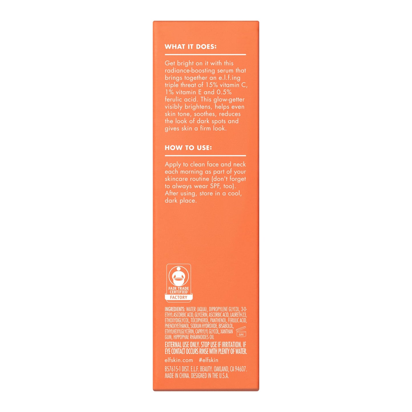 e.l.f. SKIN Bright Icon Vitamin C + E + Ferulic Serum, Brightening & Soothing Face Serum, Helps Even Skin Tone e.l.f.