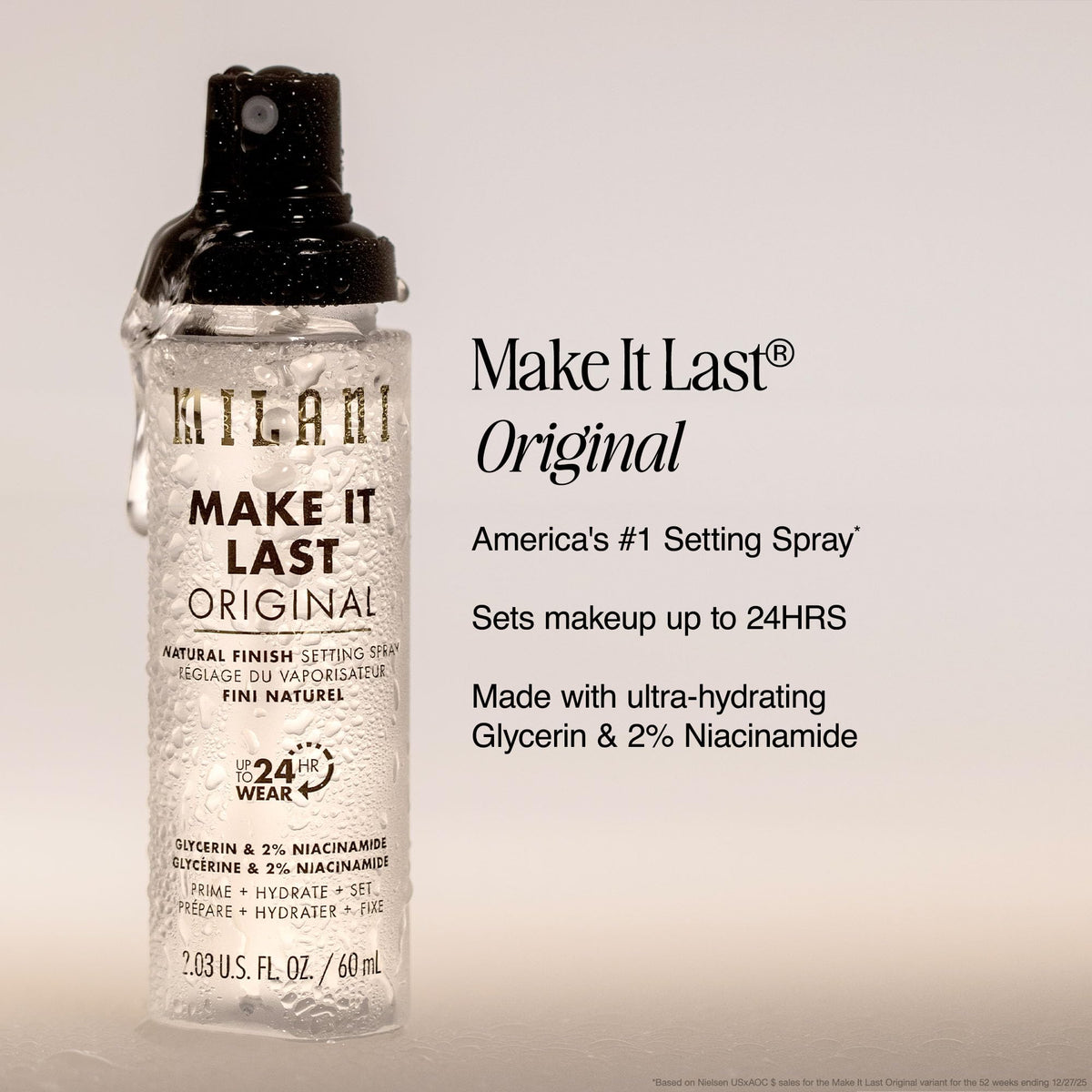 Milani Setting Spray + Primer, Make It Last Original Natural Finish Milani