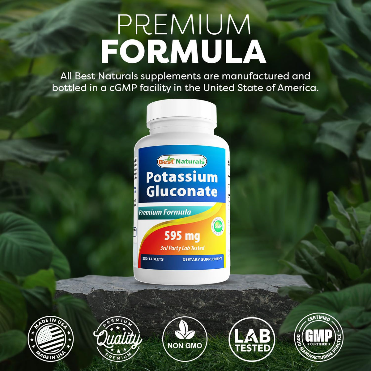 Best Naturals Potassium Gluconate Supplement 595 Mg Tablet, 250Count Best Naturals