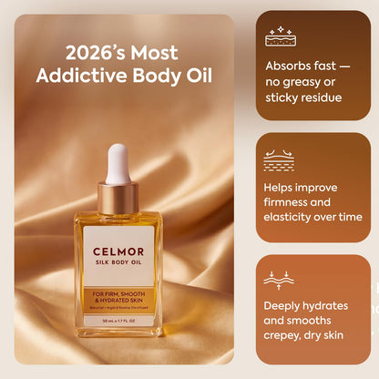 CELMOR Silk Body Oil for Women | Anti Aging, Firming & Moisturizing CELMOR