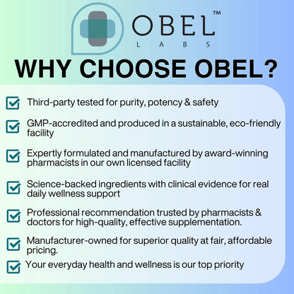 obel Probiotic & Prebiotic Supplement with Turmeric | 20 Billion CFU | 60 Capsules (30 Day Supply) | 4 Strains | Supports Digestion obel