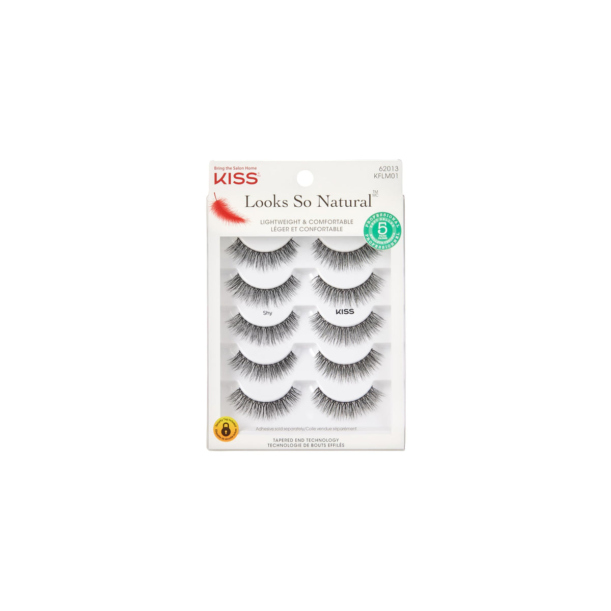 Kiss Looks So Natural, False Eyelashes, 'Shy', 12mm, Includes 5 Pairs Of Lashes, Easy to Apply, Reusable Lash Clusters KISS