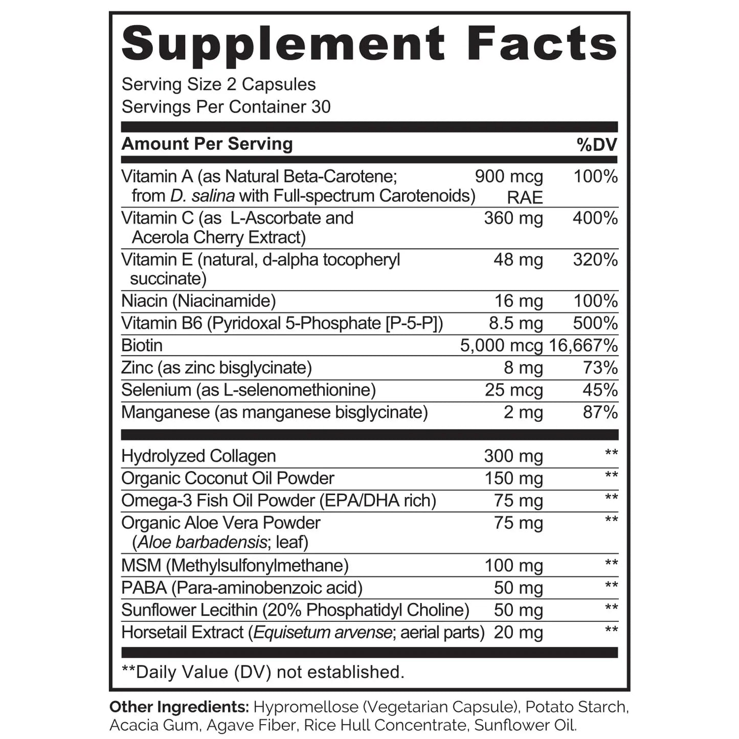 NATURELO Hair, Skin and Nails Vitamins - 5000 mcg Biotin, Collagen, Natural Vitamin E - Supplement for Healthy Skin NATURELO