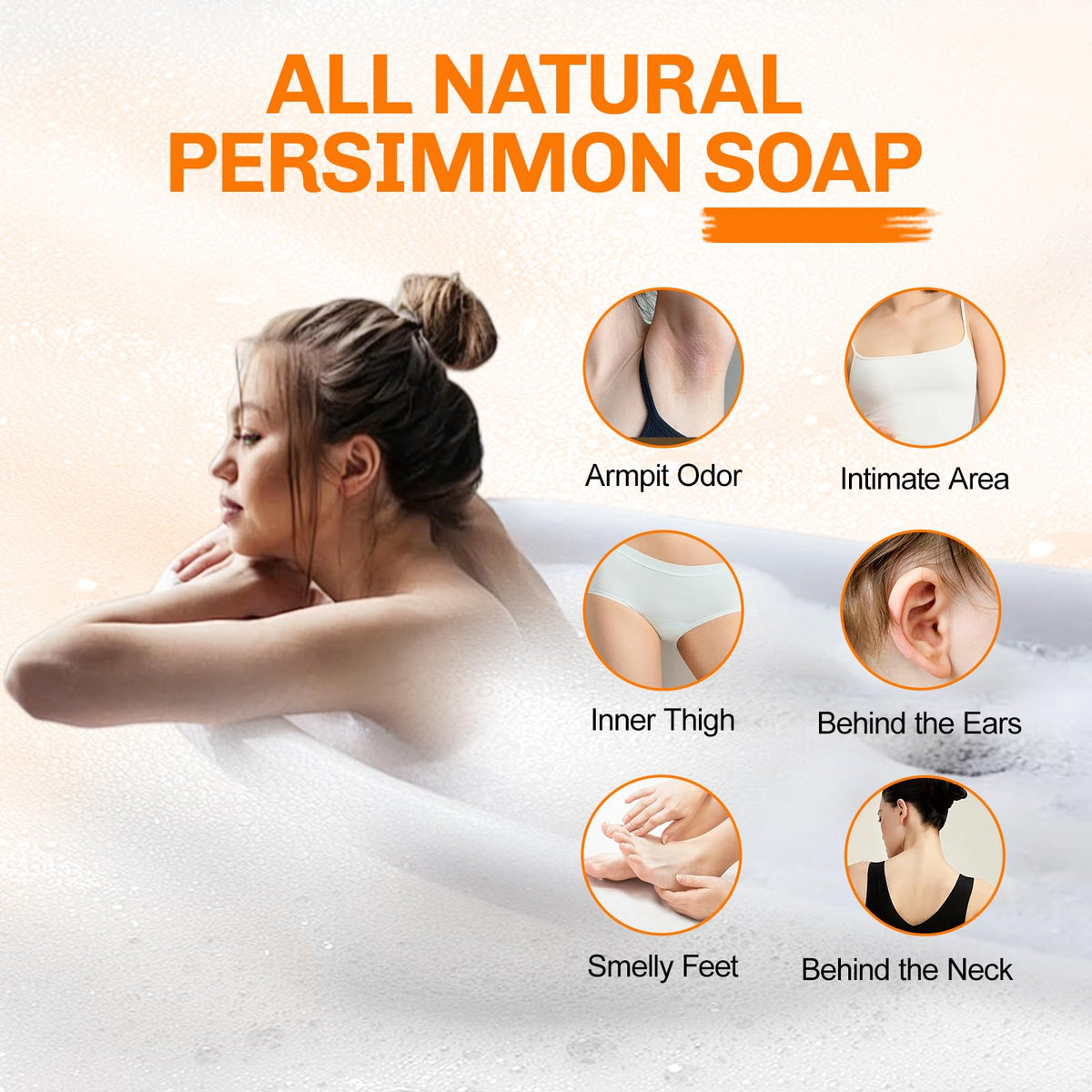 NXPPYY 5 Pcs Persimmon Soap for Old People Smell, Persimmon Soap Bar for Body Odor Control, Natural Organic Deodorant Body Wash Soap for Women & Men NXPPYY