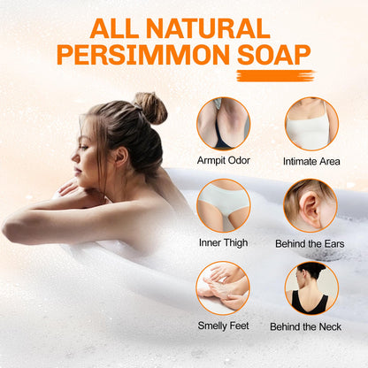 NXPPYY 5 Pcs Persimmon Soap for Old People Smell, Persimmon Soap Bar for Body Odor Control, Natural Organic Deodorant Body Wash Soap for Women & Men NXPPYY