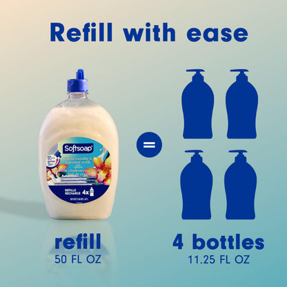 Softsoap Liquid Hand Soap, Warm Vanilla and Coconut Milk, 50 fl oz Refill Softsoap