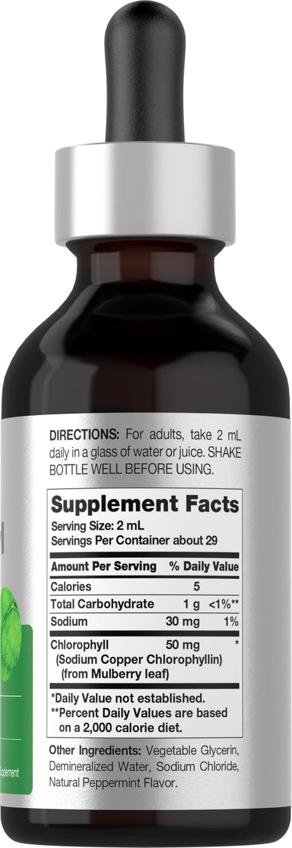 Horbäach Liquid Chlorophyll Drops | 2 oz | Vegan, Non-GMO, and Gluten Free Formula | Natural Peppermint Flavor Horbäach