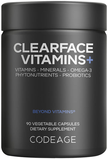 Codeage Clearface Pantothenic Acid, Niacin Supplement, Vitamins A, C, D3, E, Probiotics, Zinc, Riboflavin, Thiamin, L-Lysine HCL & Omega-3, Niacinamide, Skin Botanical Blend - Non-GMO - 90 Capsules Codeage buy australia supplements