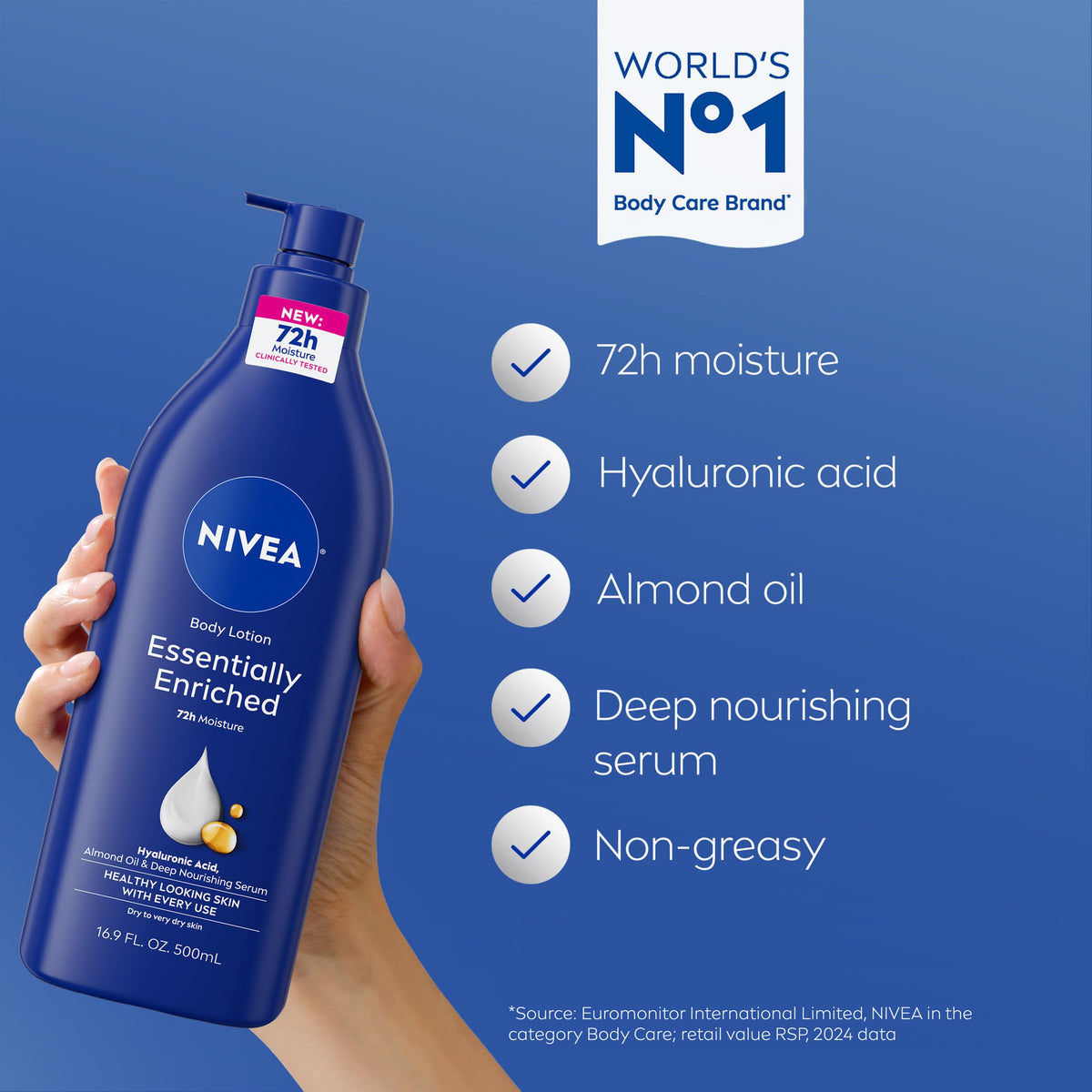 NIVEA Essentially Enriched Body Lotion, Value Pack, 2 x 16.9 FL OZ NIVEA