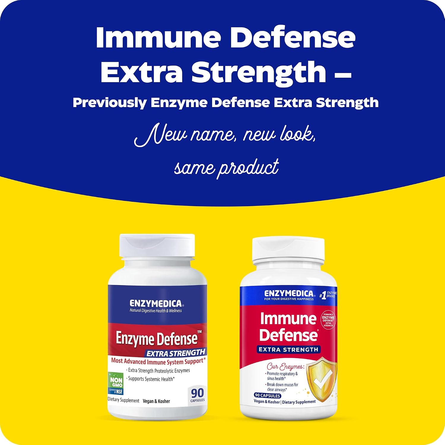 Enzymedica Immune Defense Extra Strength Caps - 90 Capsules | Proteolytic Enzyme Supplement for Men & Women, Immune Health Support Supplement with Protease, Catalase, Vegan Gsupps Australia