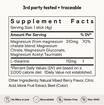 Moon Juice Magnesi-Om Magnesium Powder Supplement - Chelated Magnesium Complex + L-Theanine Blend for Rest, Relaxation & Regularity - Vegan, Non-GMO & No Sugar, Berry, 4.2 oz, 30 Servings