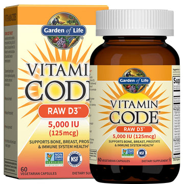 Garden of Life Vitamin D3 5000 IU, Raw Whole Food Supplements with Chlorella, Fruit, Veggies & Probiotics for Bone & Immune Health
