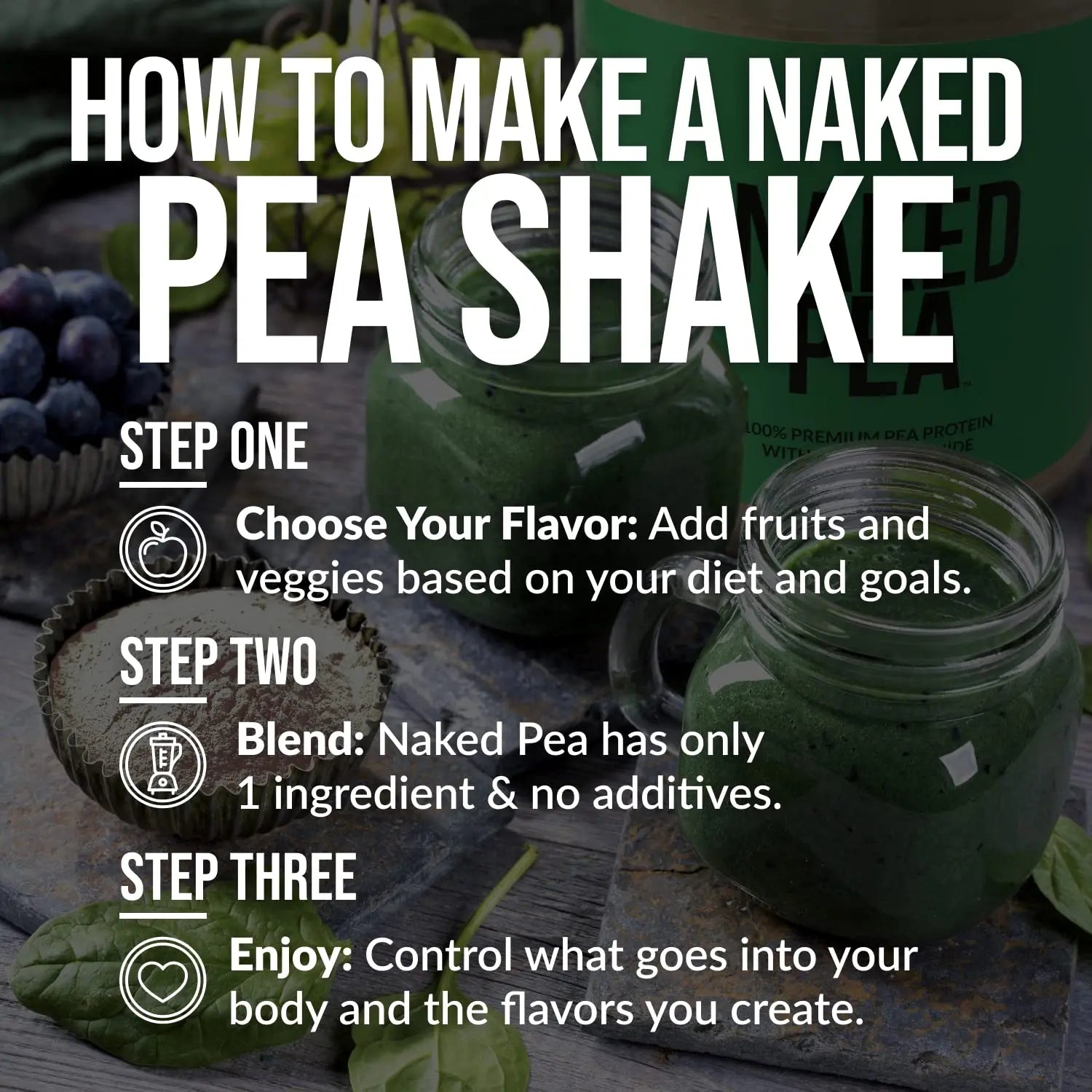 NAKED Pea - 5LB 100% Pea Protein Powder from North American Farms - Unflavored Vegan Pea Protein Isolate - NSF Certified, Plant Protein Powder, Easy to Digest - 76 Servings NAKED