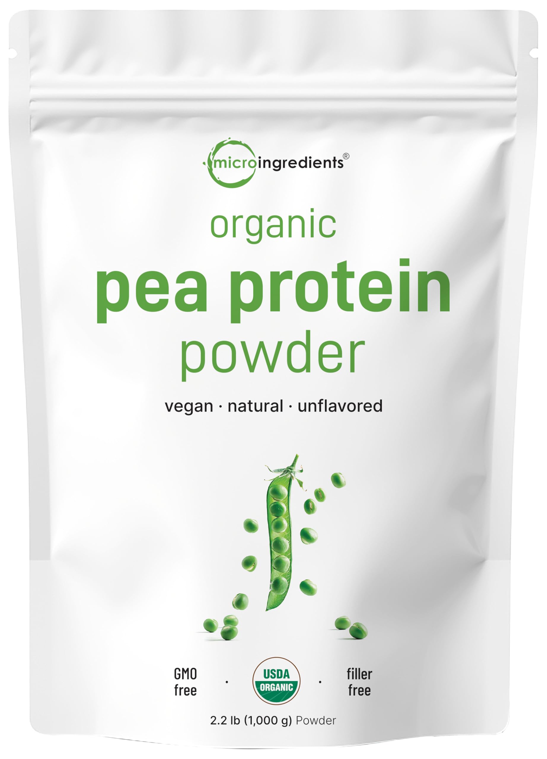 North America Grown, Organic Pea Protein Powder, 1KG (2.2 Pounds) | Plant-Based Vegan Protein, Meatless Protein Supplement, Natural Branched Chain Amino Acids | Non-GMO, Soy Free Micro Ingredients buy australia supplements