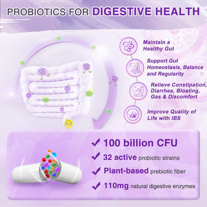 ZEBORA Probiotics for Women Digestive Health with Enzymes & Prebiotics 100 Billion CFUs| Vaginal Probiotics with D Mannose & Cranberry | Urinary Tract Health ZEBORA