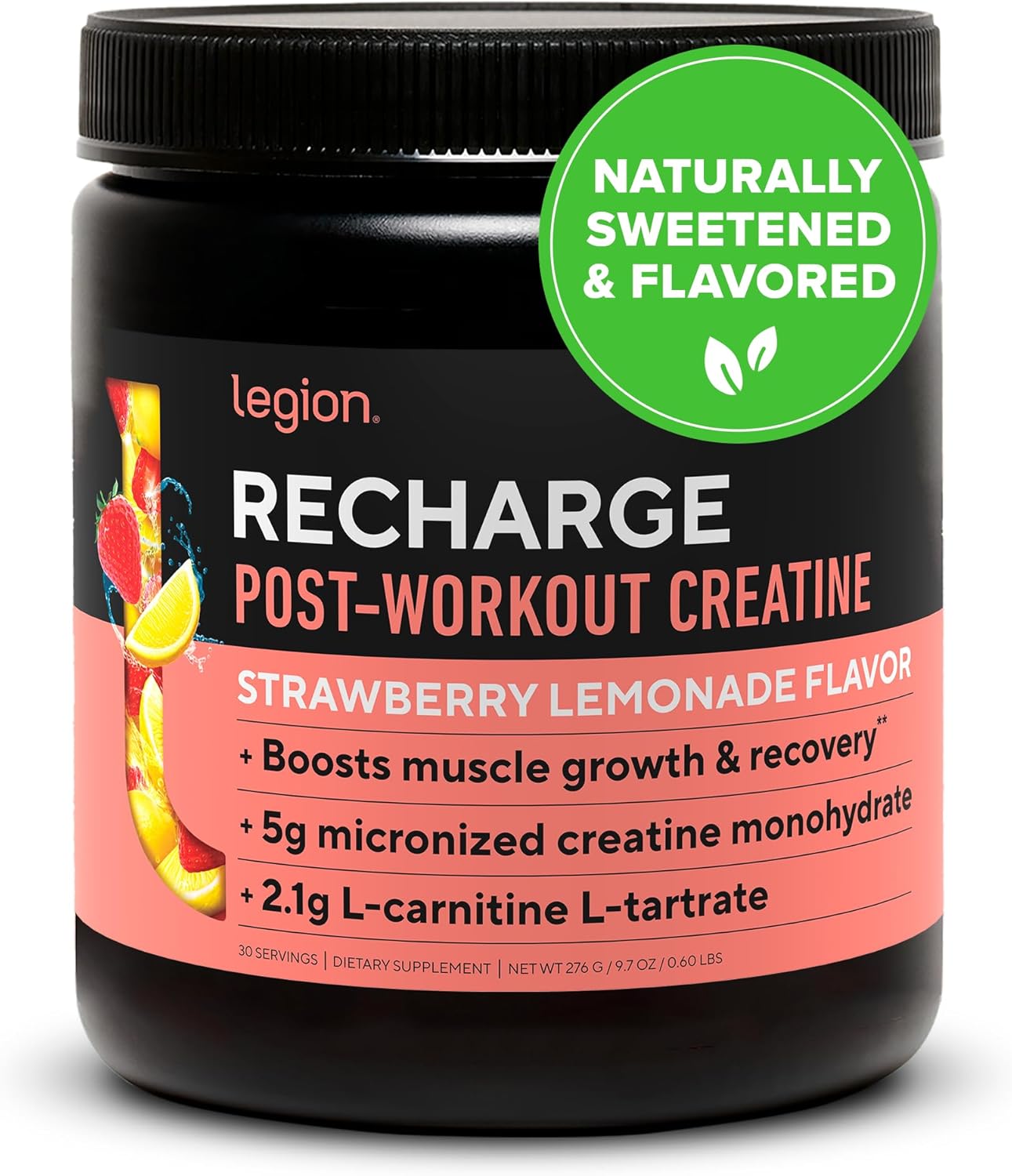 LEGION Post Workout Recovery Stack – Recharge Creatine Post Workout Drink (Strawberry Lemonade) + Whey Protein Powder (Vanilla) – Muscle Growth, Strength & Recovery Support – 30 Servings Each