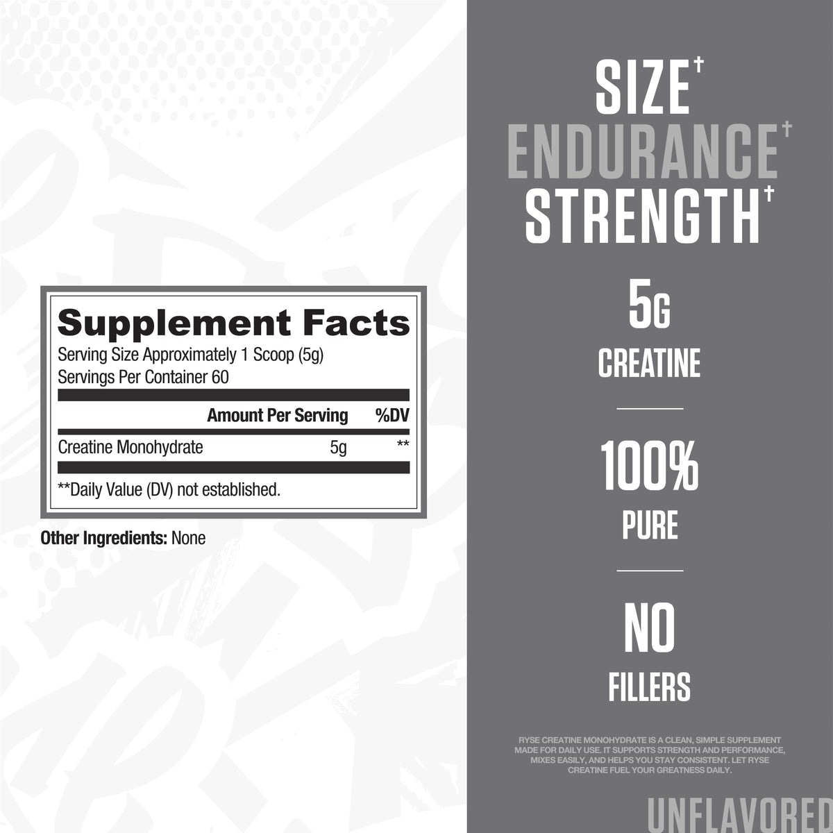 RYSE Creatine Monohydrate Powder - Unflavored - Supports Men & Women Lean Muscle Growth, Strength, Power, and Endurance - Helps Reduce Fatigue RYSE Up Supplements