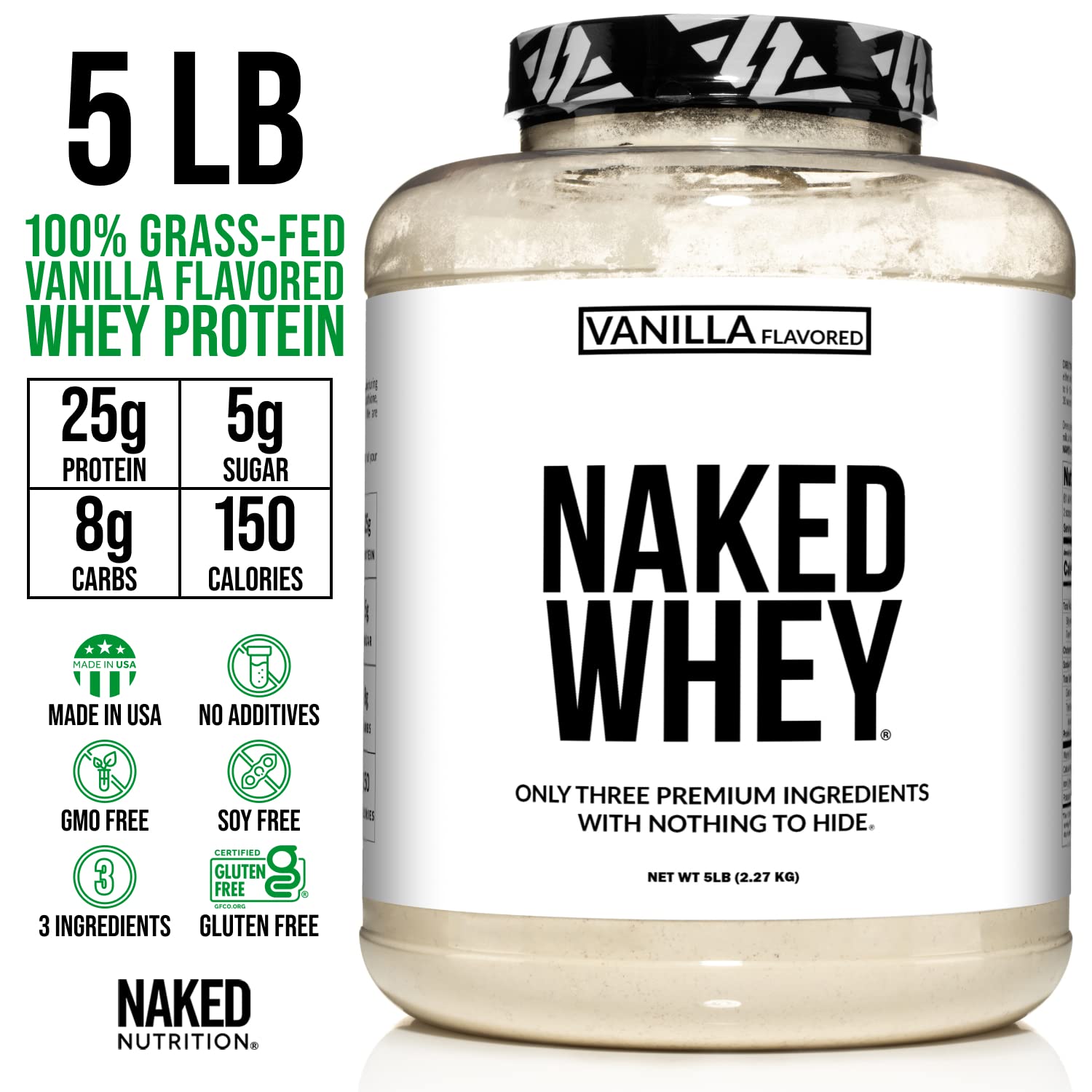 NAKED Nutrition Whey Vanilla Protein - All Natural Grass Fed Whey Protein Powder NAKED buy australia supplements