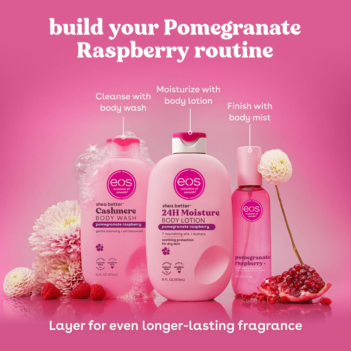 eos Shea Better 24H Moisture Body Lotion- Pomegranate Raspberry, 16 fl oz eos